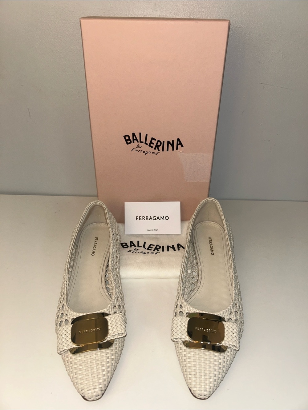 Salvatore Ferragamo Zea Woven Flats in Color Mascarpone - Picture 2 of 11